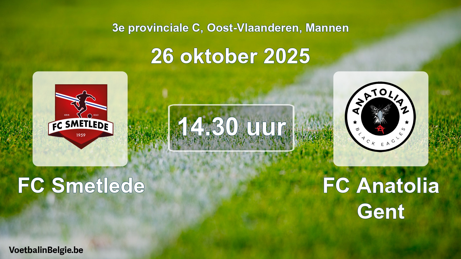 Scheduled match men football: FC Smetlede - FC Anatolia Gent (26 October 2025)