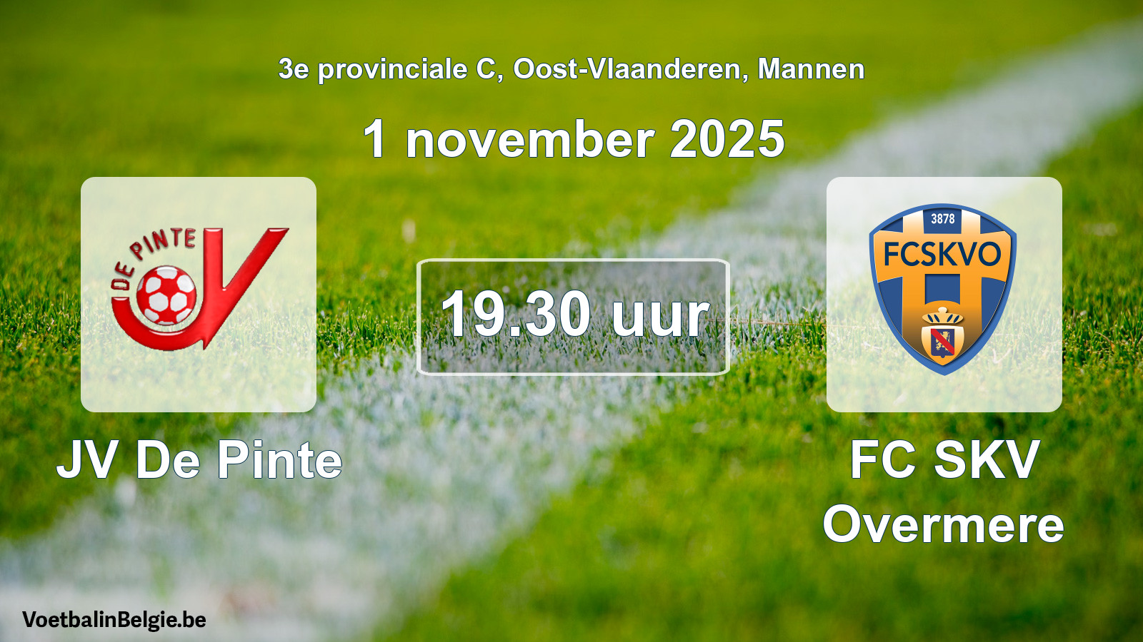 Scheduled match men football: JV De Pinte - FC SKV Overmere (1 November 2025)