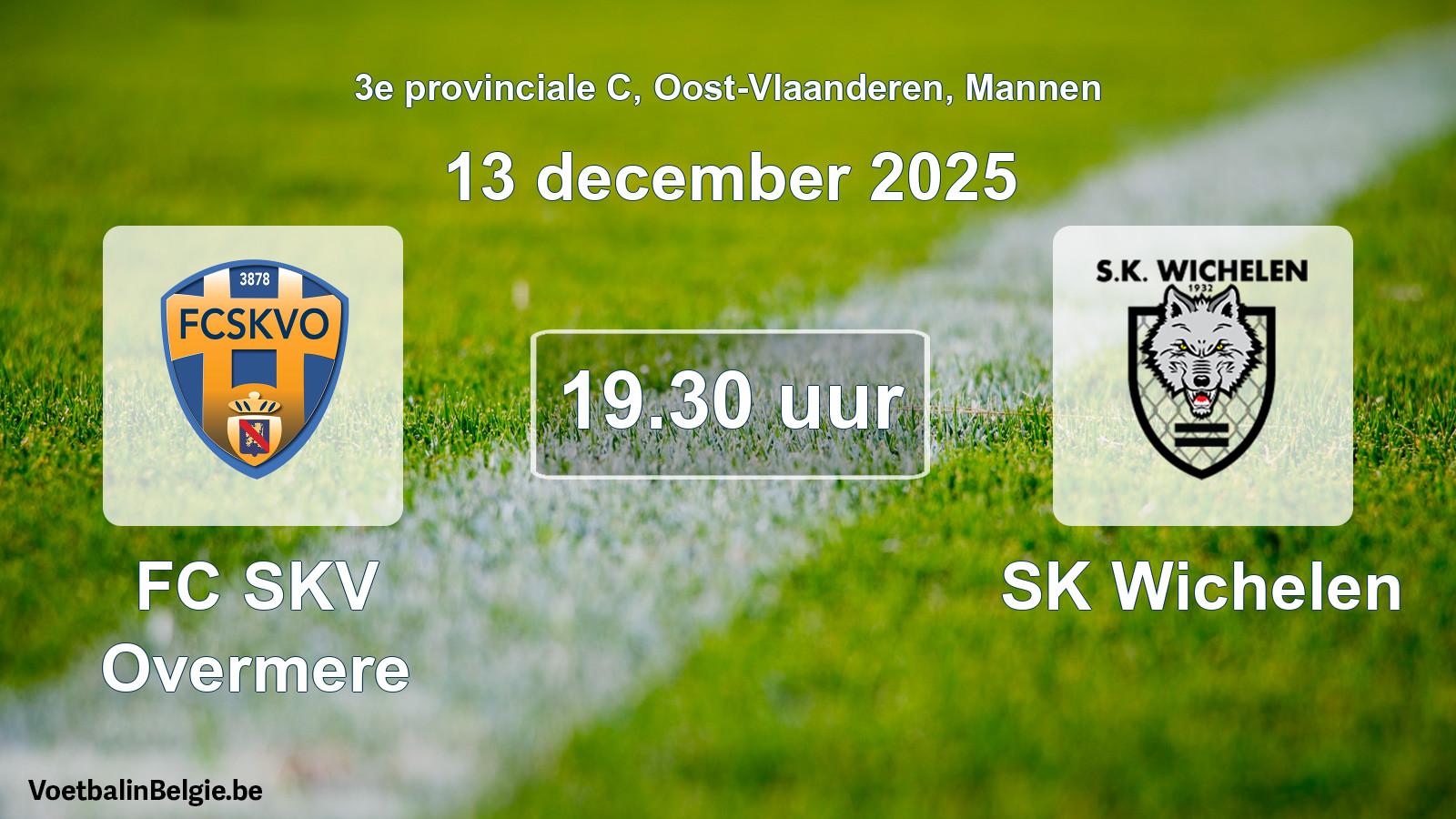 Geplande wedstrijd mannenvoetbal: FC SKV Overmere - SK Wichelen (13 december 2025)