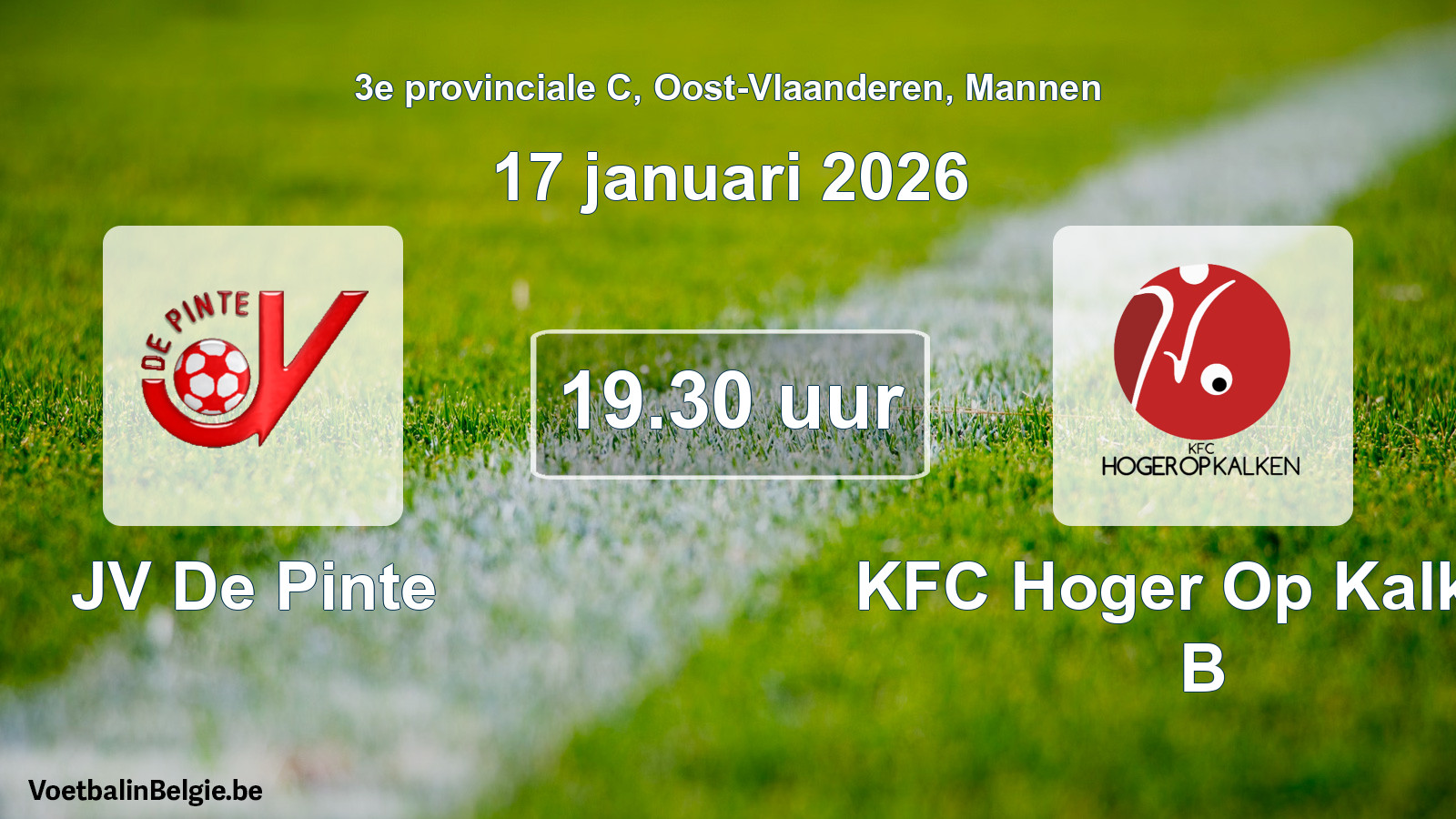 Scheduled match men football: JV De Pinte - KFC Hoger Op Kalken B (17 January 2026)