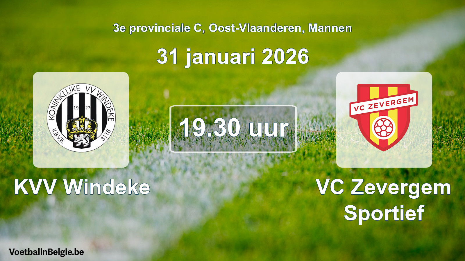 Scheduled match men football: KVV Windeke - VC Zevergem Sportief (31 January 2026)