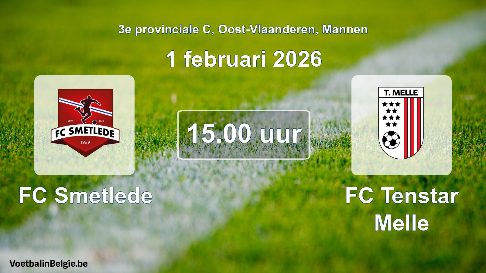 Scheduled match men football: FC Smetlede - FC Tenstar Melle (1 February 2026)