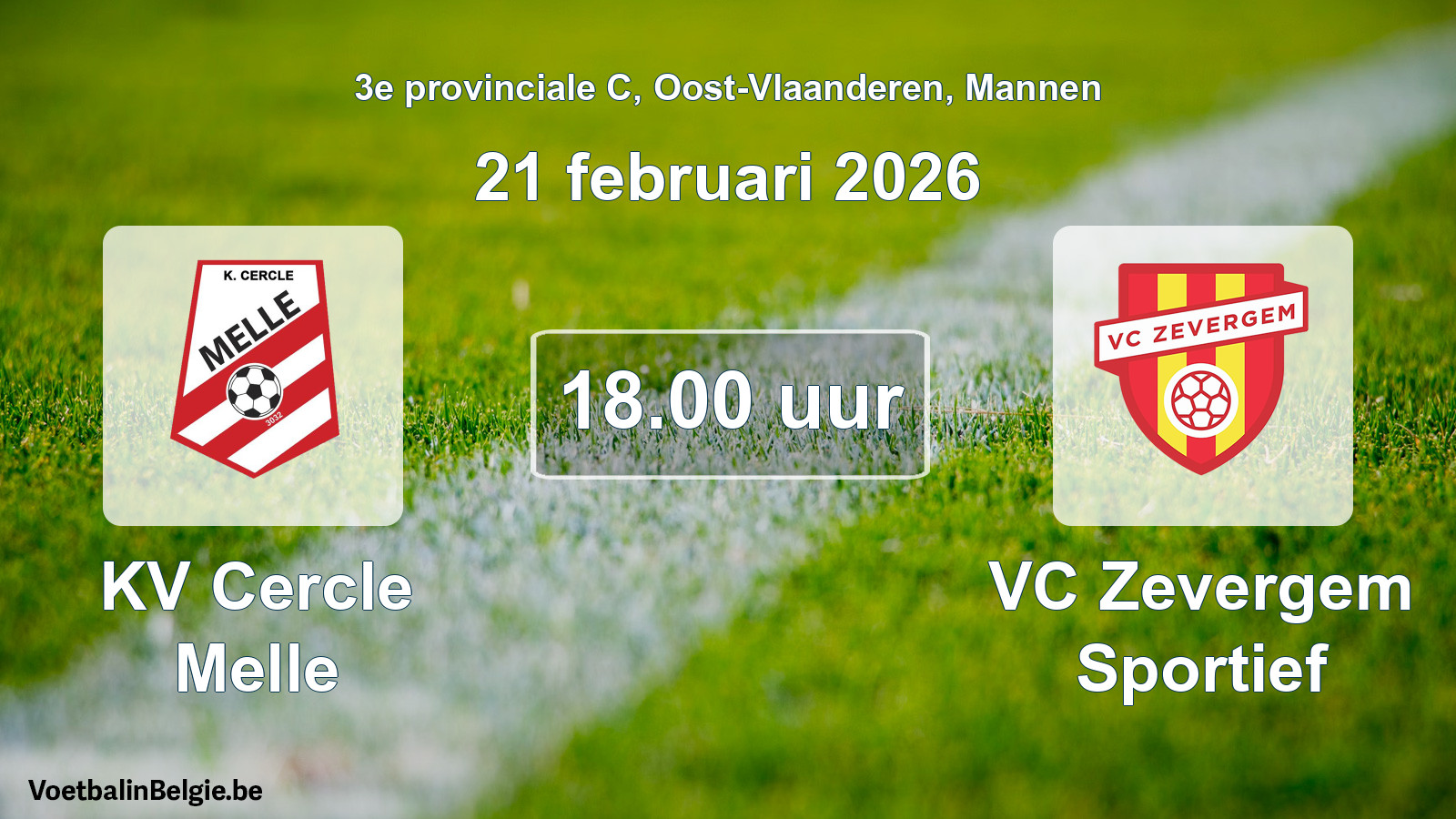 Scheduled match men football: KV Cercle Melle - VC Zevergem Sportief (21 February 2026)