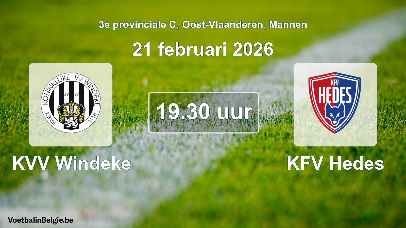Scheduled match men football: KVV Windeke - KFV Hedes (21 February 2026)
