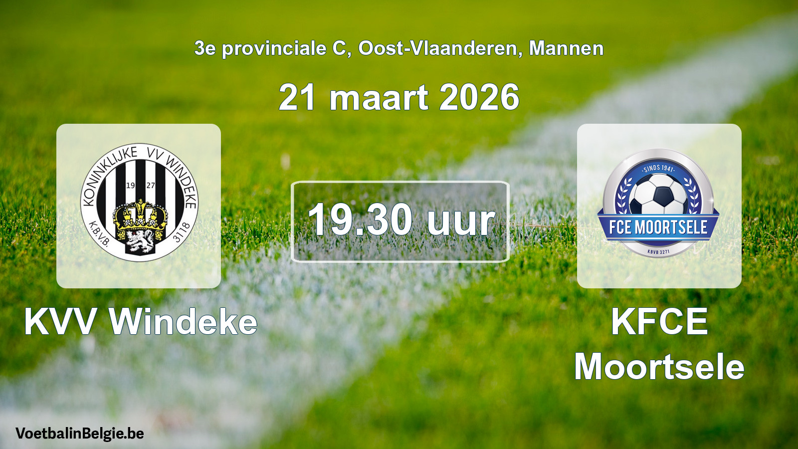 Scheduled match men football: KVV Windeke - KFCE Moortsele (21 March 2026)