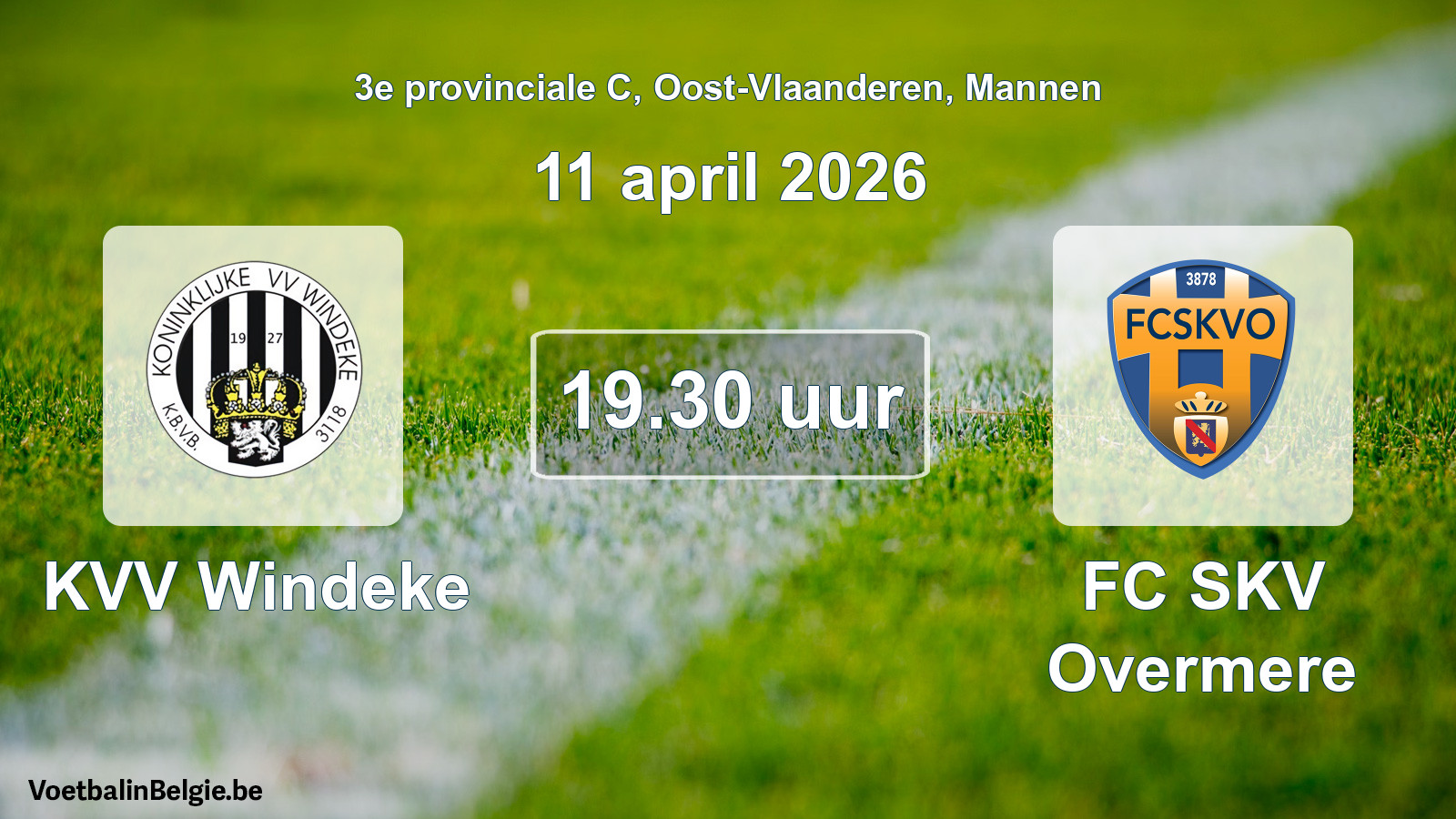 Scheduled match men football: KVV Windeke - FC SKV Overmere (11 April 2026)