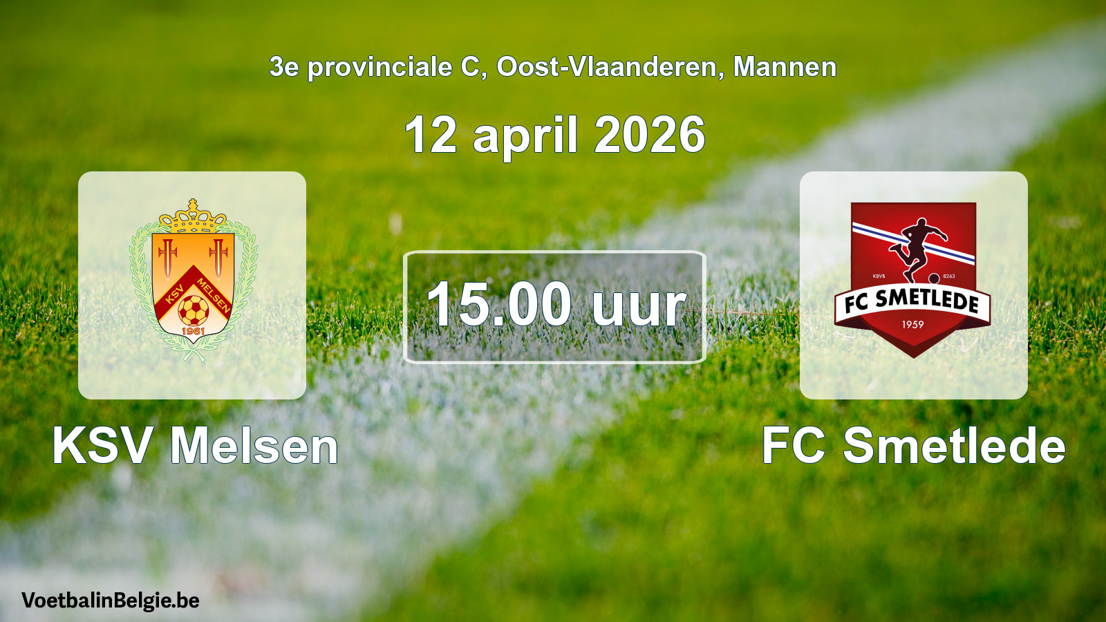 Scheduled match men football: KSV Melsen - FC Smetlede (12 April 2026)