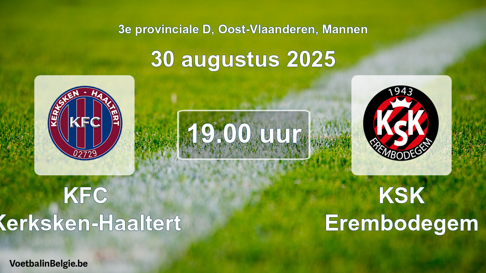Geplande wedstrijd mannenvoetbal: KFC Kerksken-Haaltert - KSK Erembodegem (30 augustus 2025)