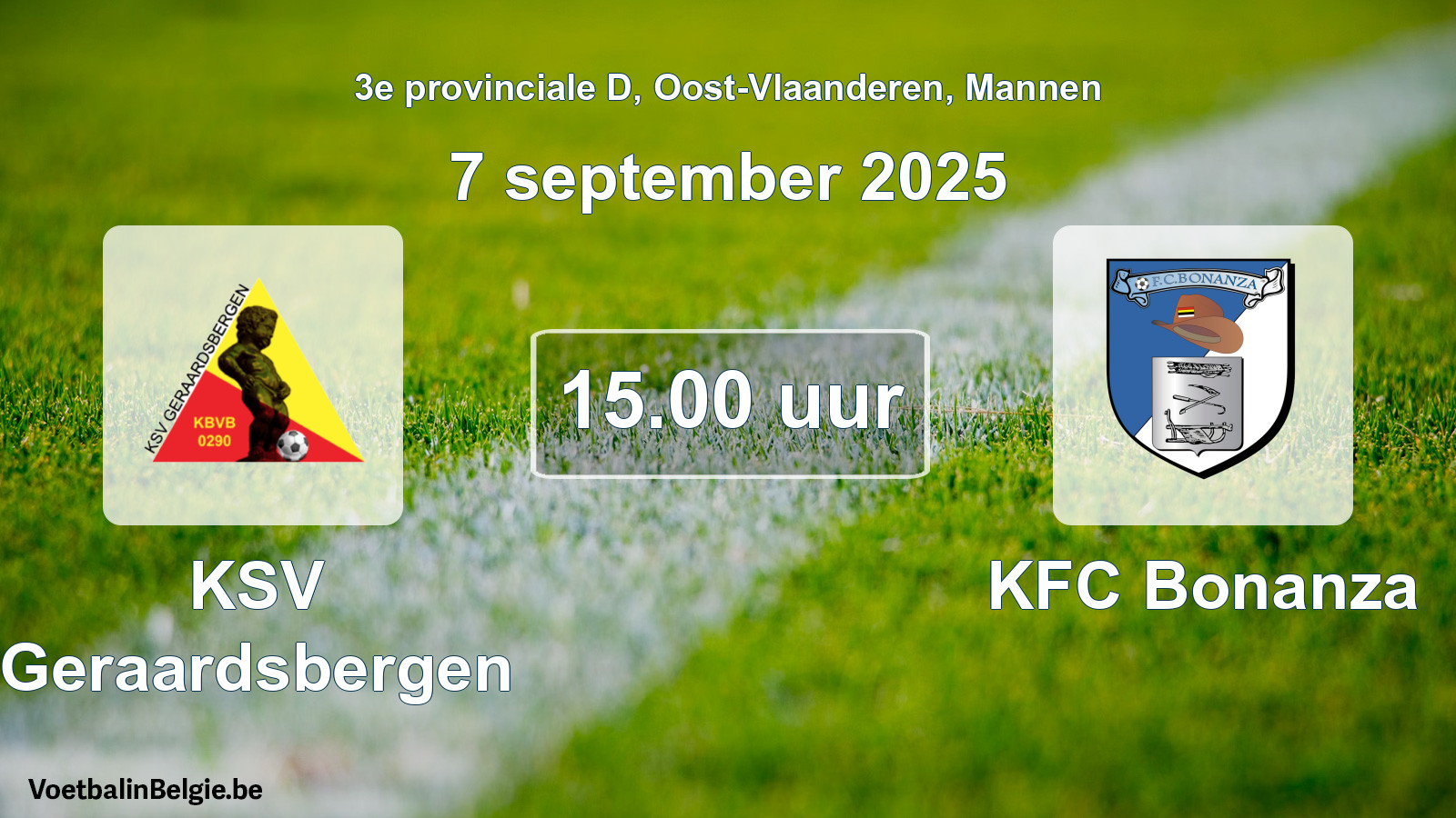 Scheduled match men football: KSV Geraardsbergen - KFC Bonanza (7 September 2025)