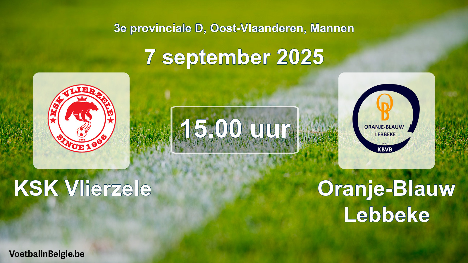 Geplande wedstrijd mannenvoetbal: KSK Vlierzele - Oranje-Blauw Lebbeke (7 september 2025)