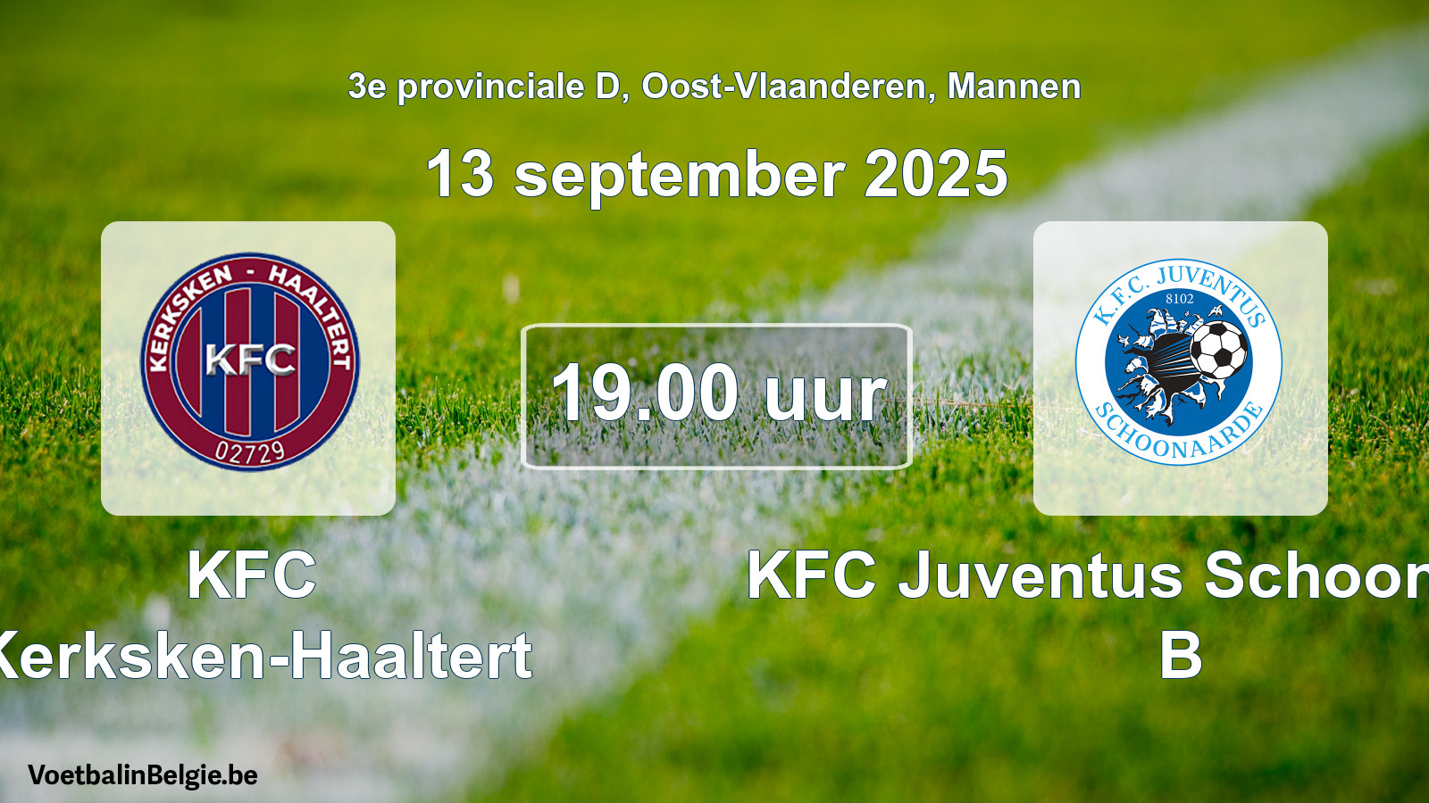 Geplande wedstrijd mannenvoetbal: KFC Kerksken-Haaltert - KFC Juventus Schoonaarde B (13 september 2025)
