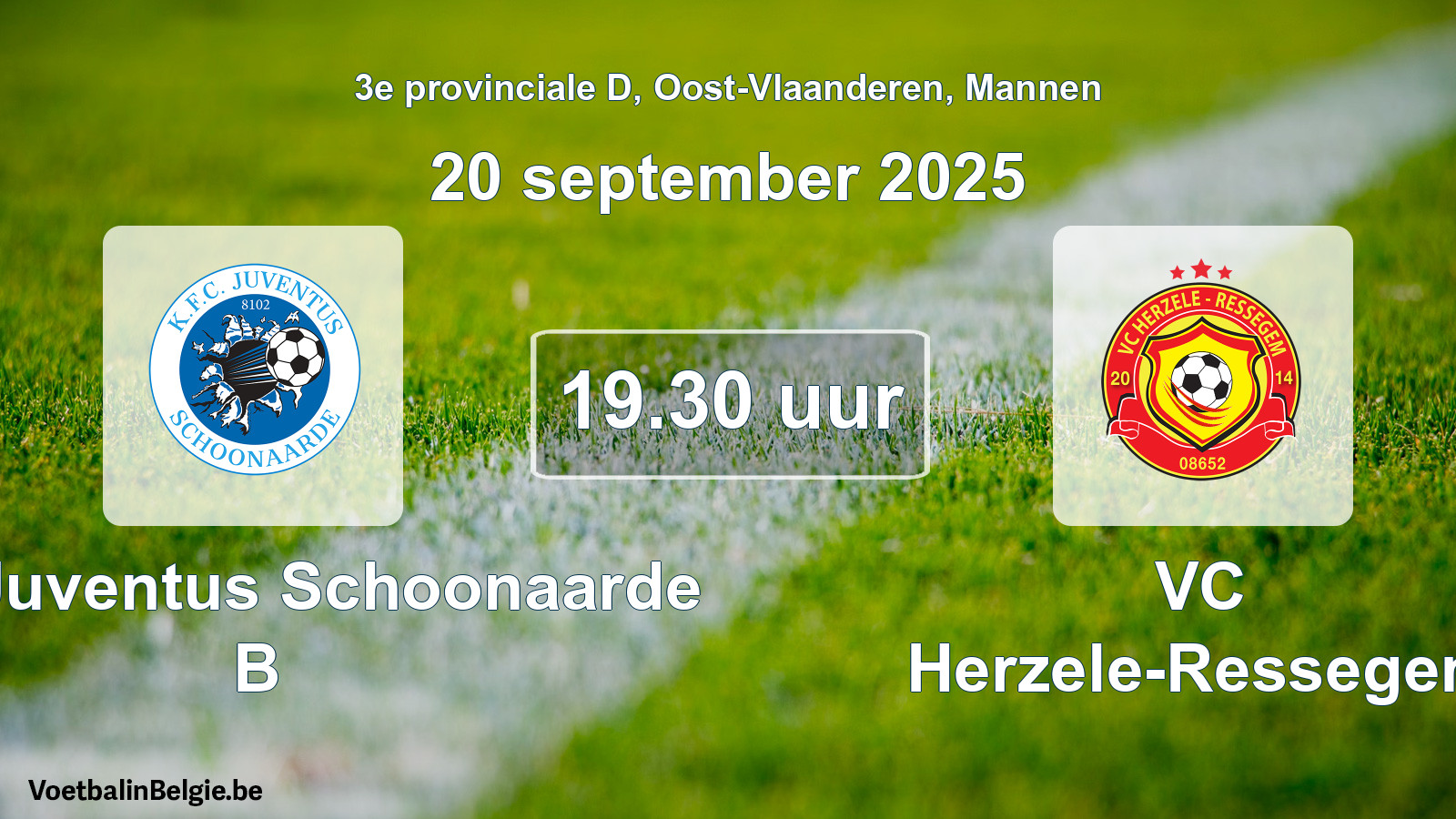 Scheduled match men football: KFC Juventus Schoonaarde B - VC Herzele-Ressegem (20 September 2025)