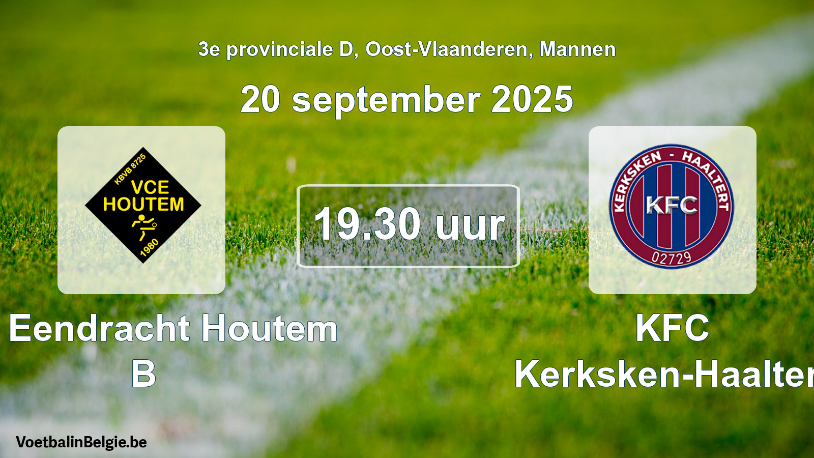Geplande wedstrijd mannenvoetbal: VC Eendracht Houtem B - KFC Kerksken-Haaltert (20 september 2025)