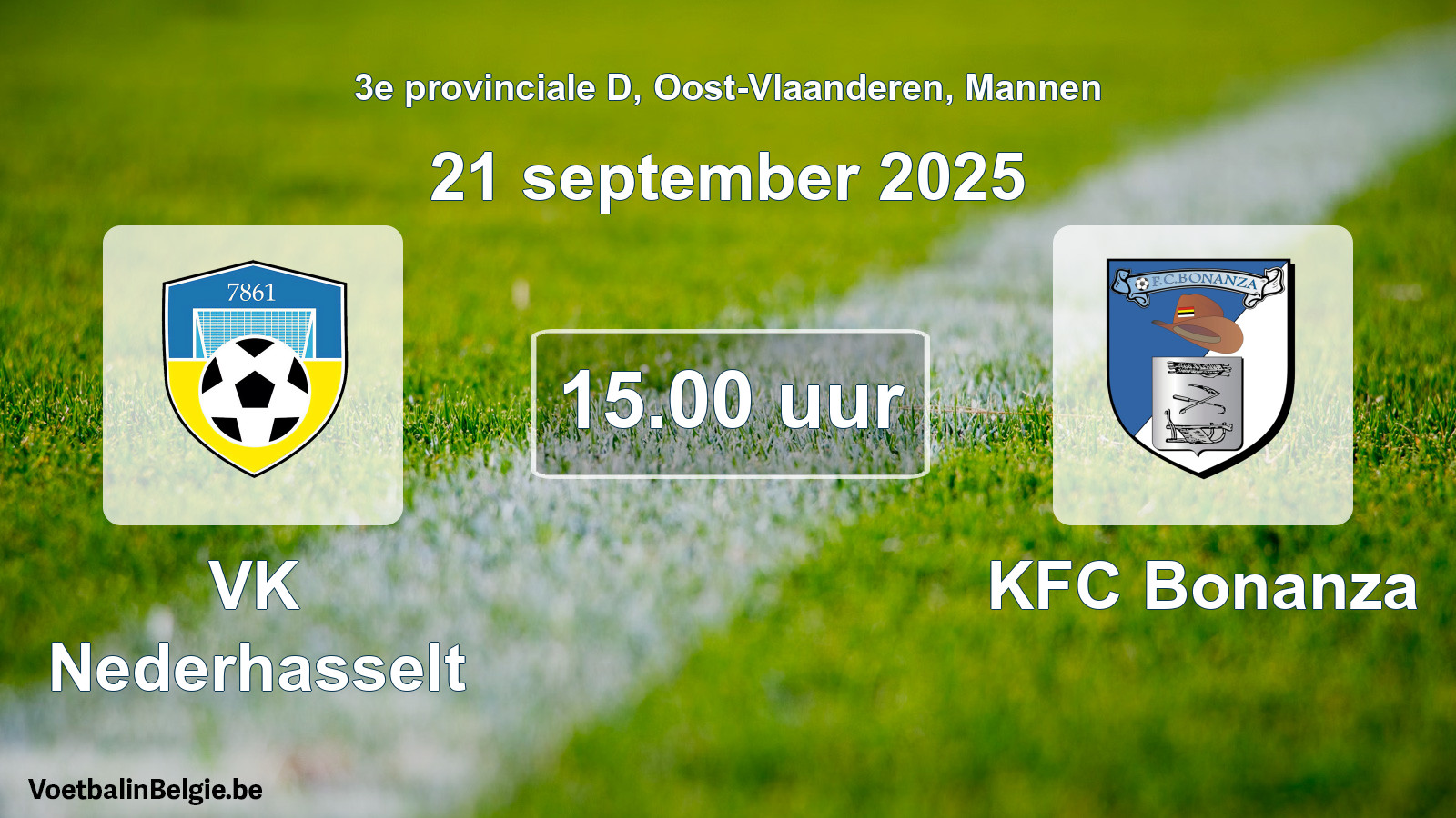 Scheduled match men football: VK Nederhasselt - KFC Bonanza (21 September 2025)