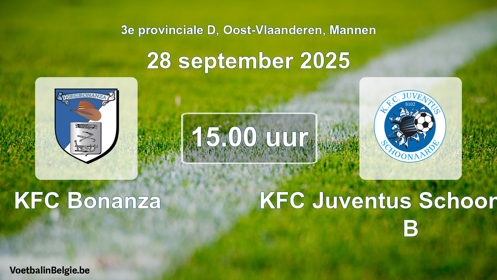 Scheduled match men football: KFC Bonanza - KFC Juventus Schoonaarde B (28 September 2025)