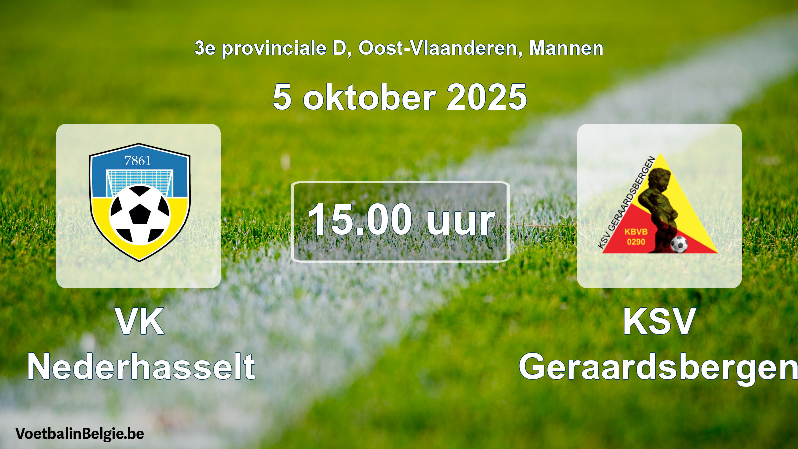 Scheduled match men football: VK Nederhasselt - KSV Geraardsbergen (5 October 2025)