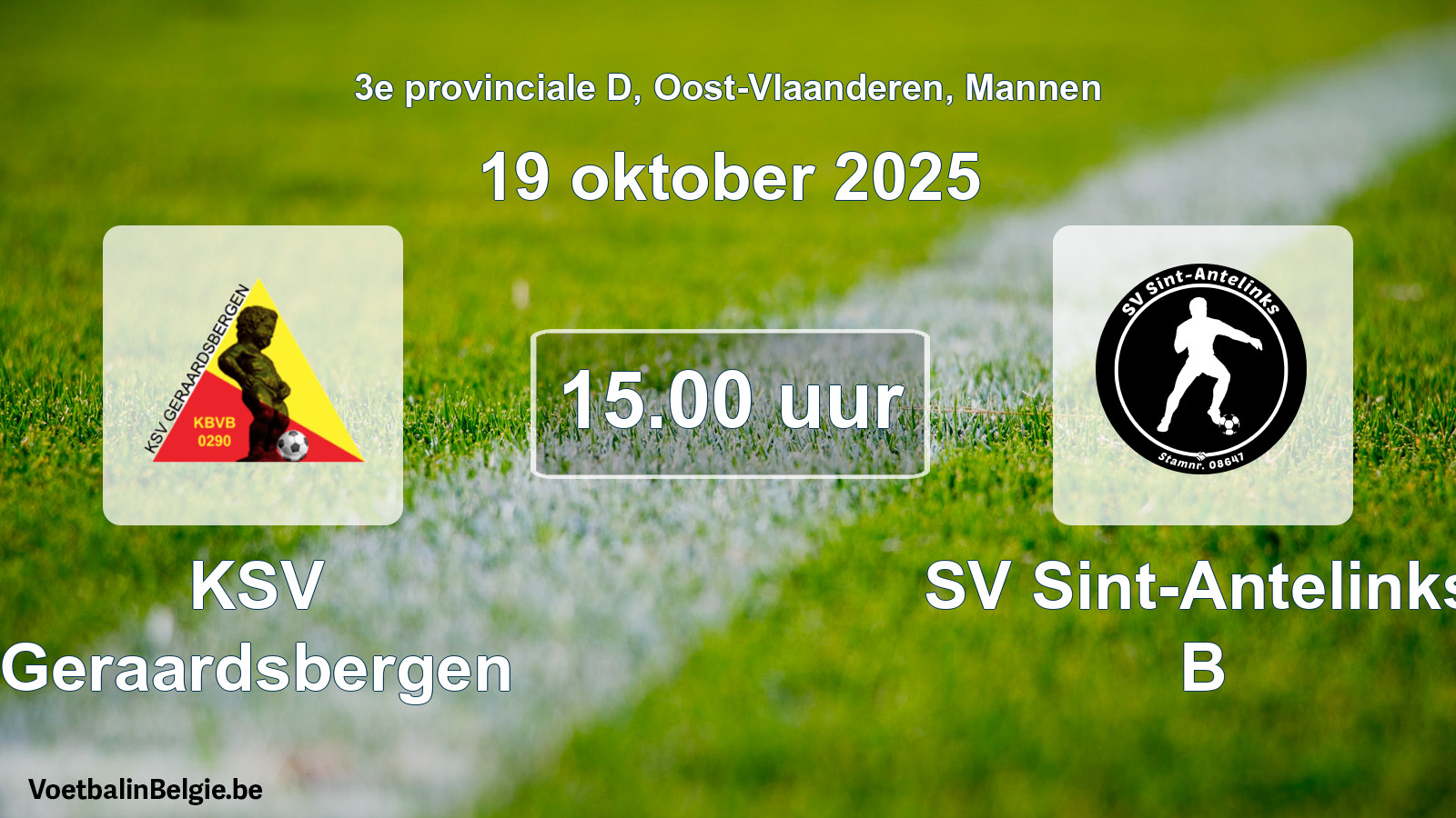 Scheduled match men football: KSV Geraardsbergen - SV Sint-Antelinks B (19 October 2025)