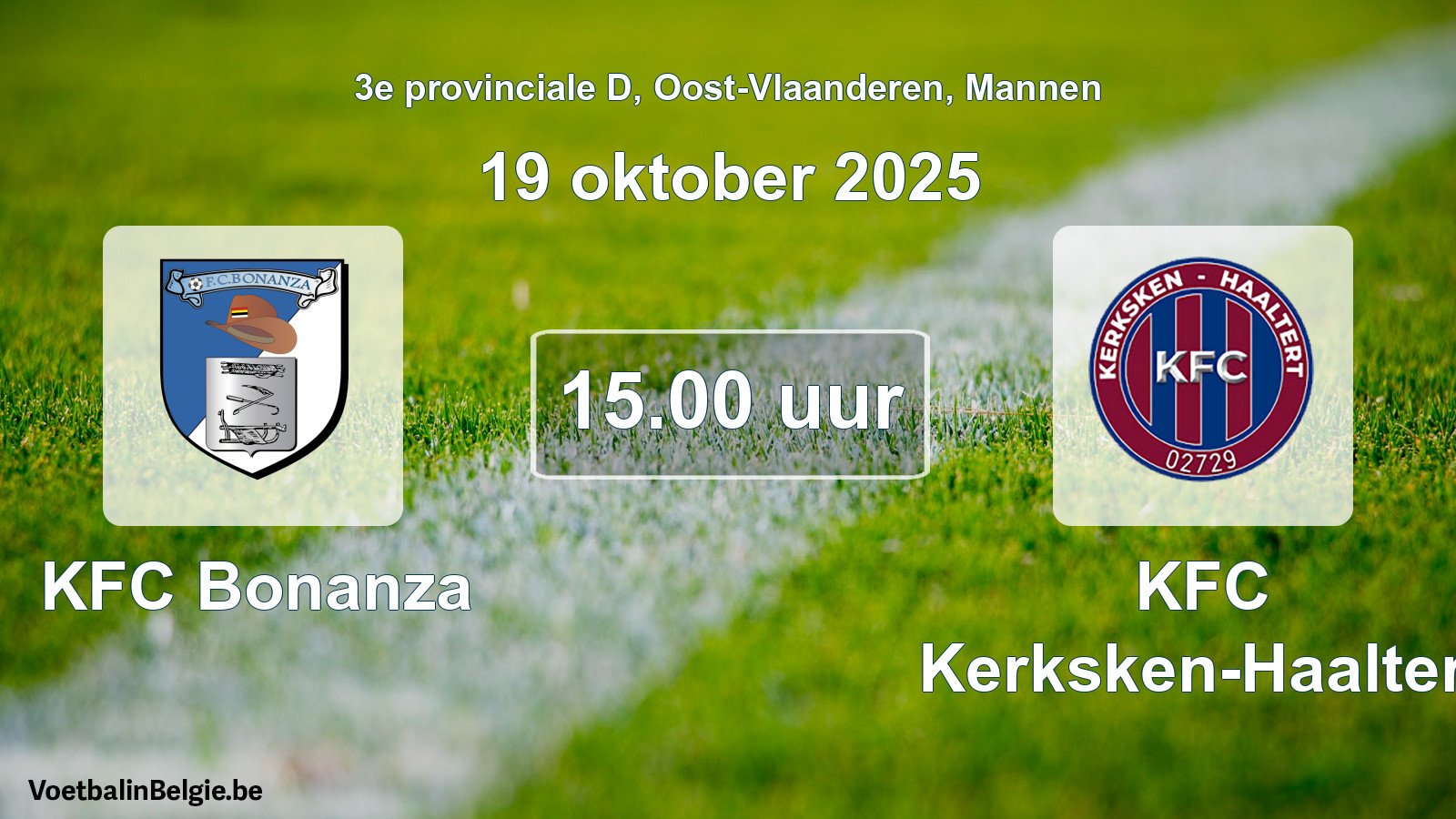 Geplande wedstrijd mannenvoetbal: KFC Bonanza - KFC Kerksken-Haaltert (19 oktober 2025)