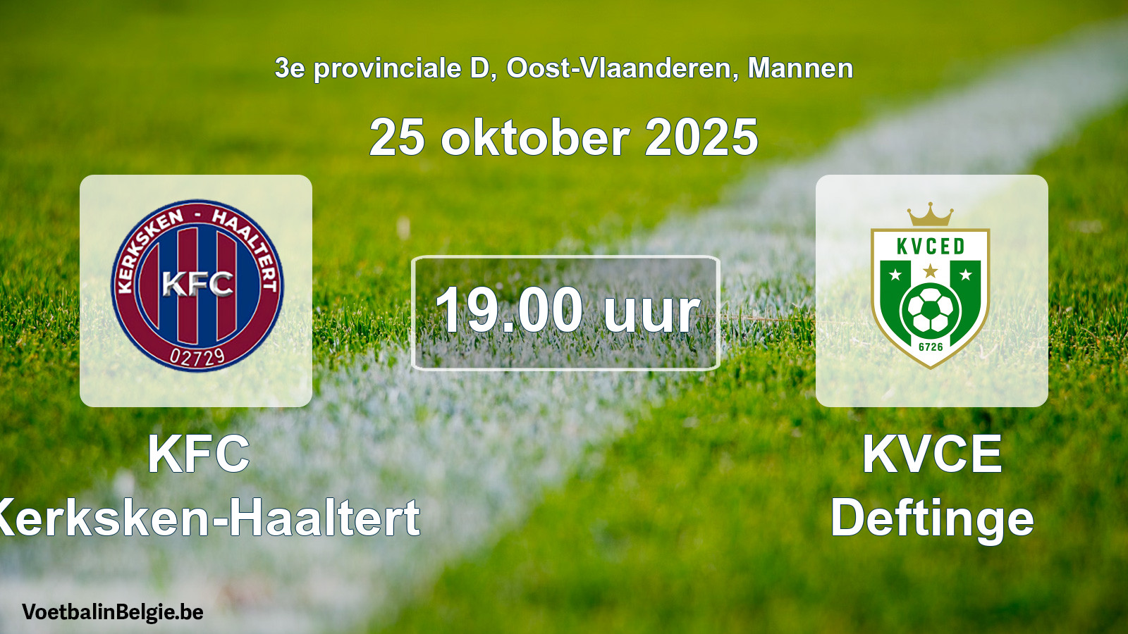 Geplande wedstrijd mannenvoetbal: KFC Kerksken-Haaltert - KVCE Deftinge (25 oktober 2025)