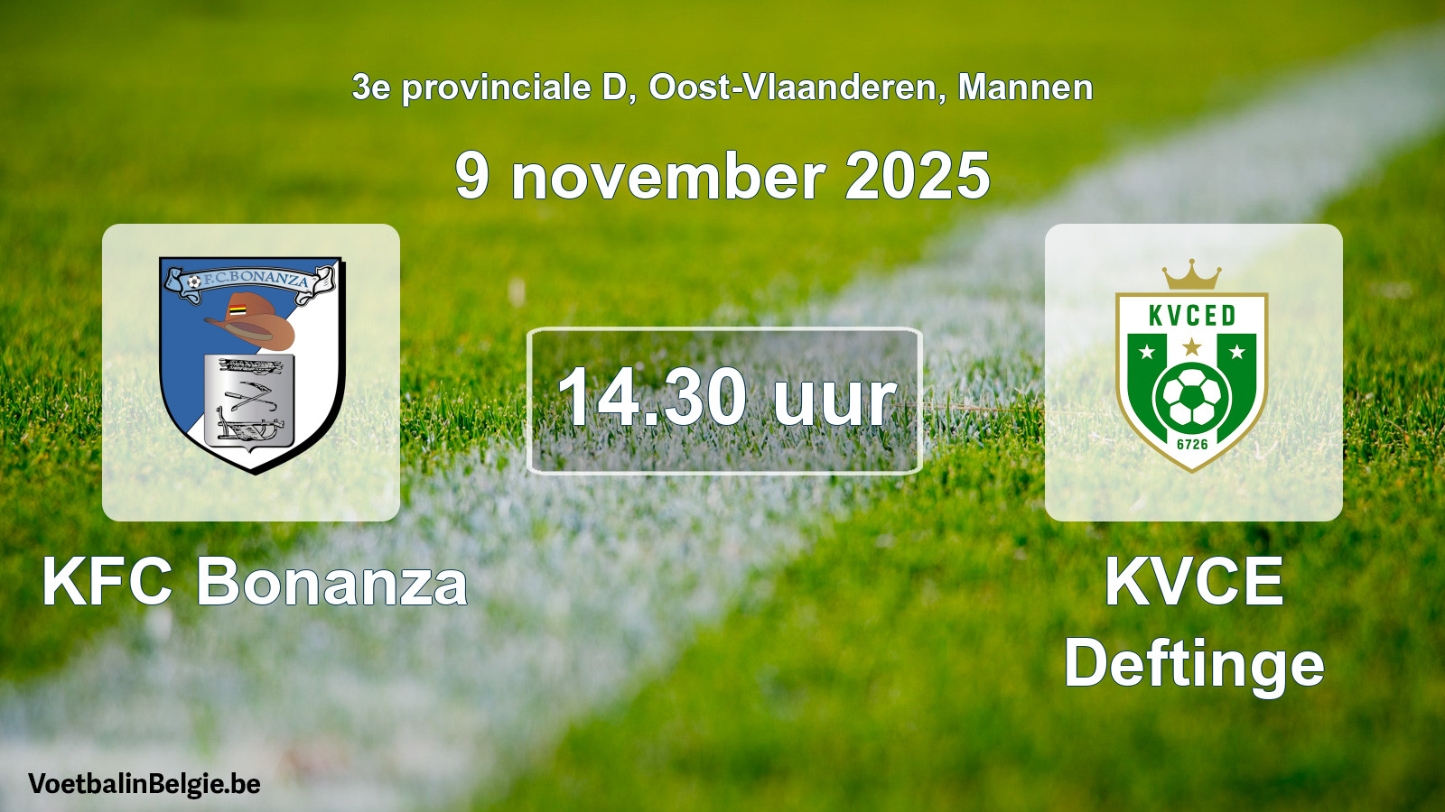 Scheduled match men football: KFC Bonanza - KVCE Deftinge (9 November 2025)