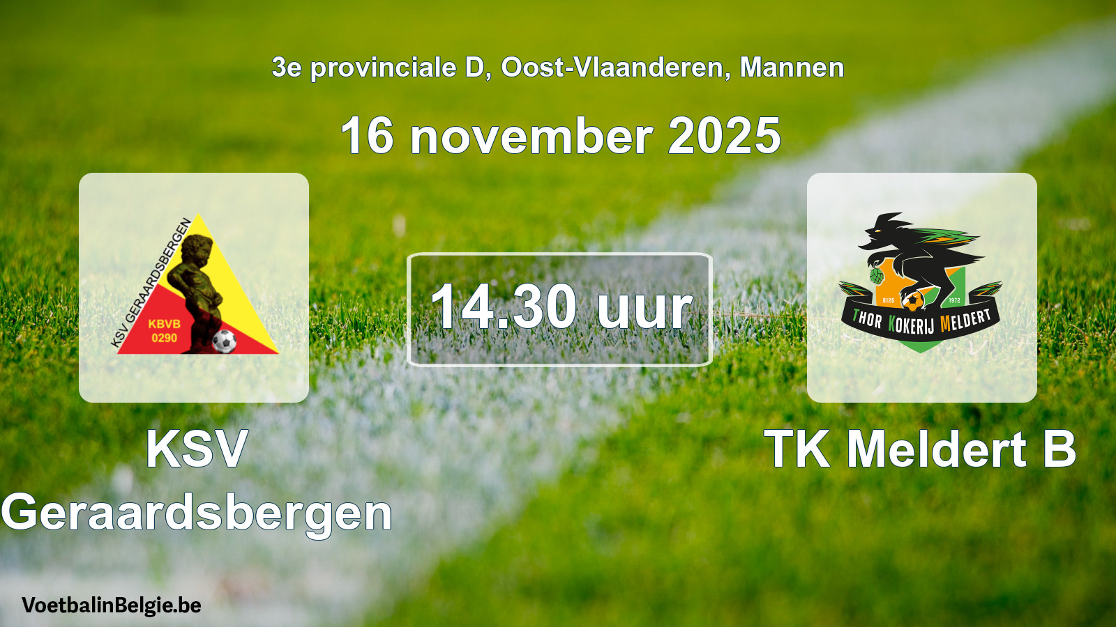 Geplande wedstrijd mannenvoetbal: KSV Geraardsbergen - TK Meldert B (16 november 2025)