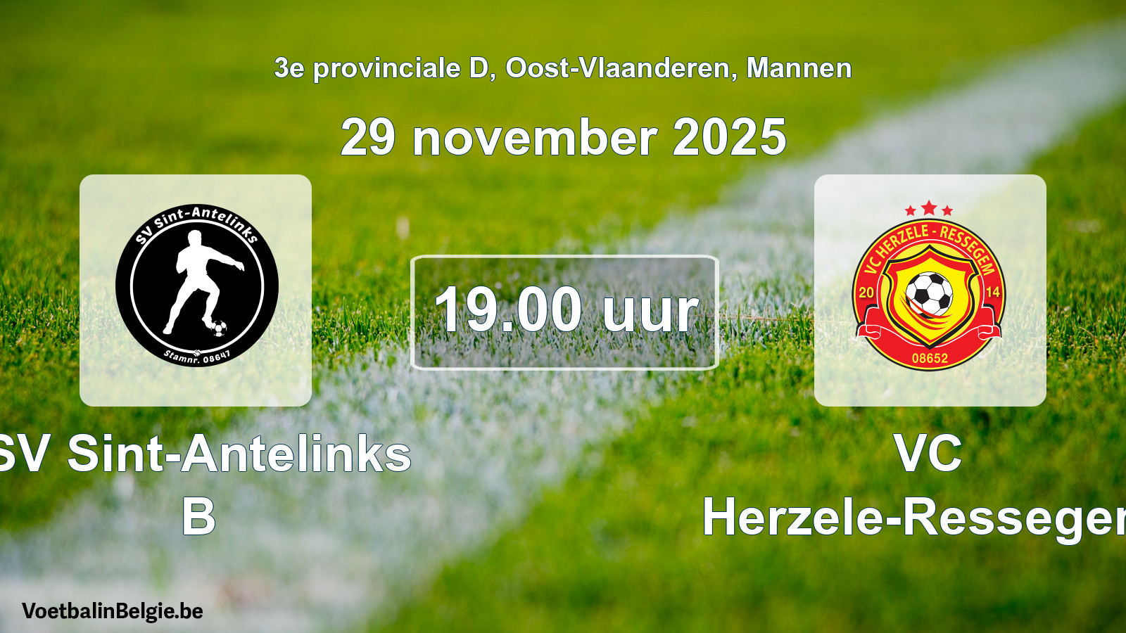 Scheduled match men football: SV Sint-Antelinks B - VC Herzele-Ressegem (29 November 2025)