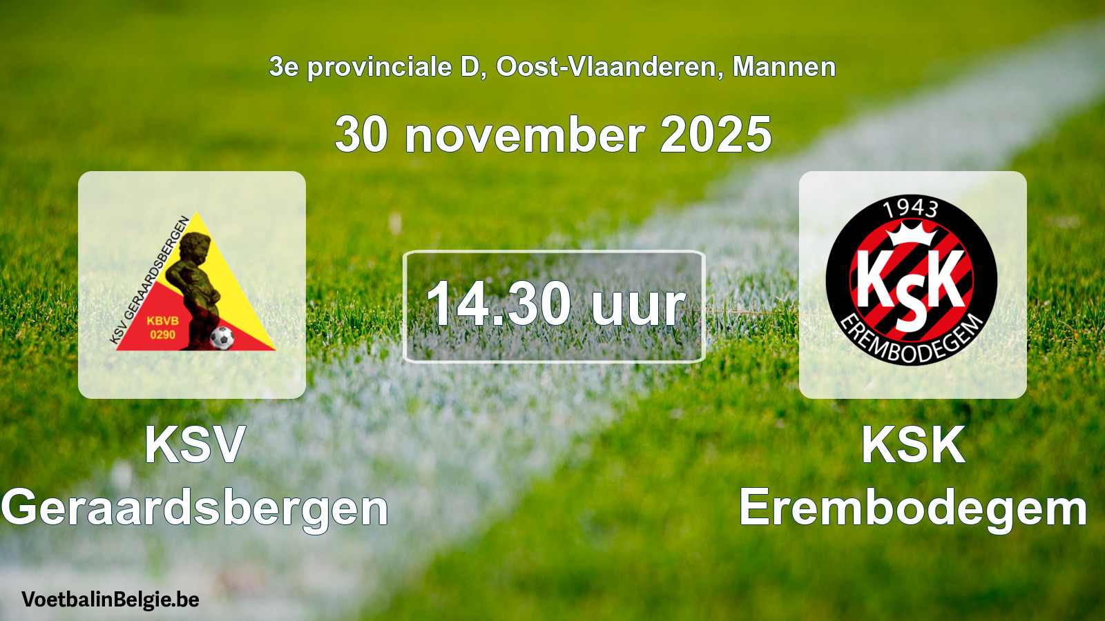 Scheduled match men football: KSV Geraardsbergen - KSK Erembodegem (30 November 2025)