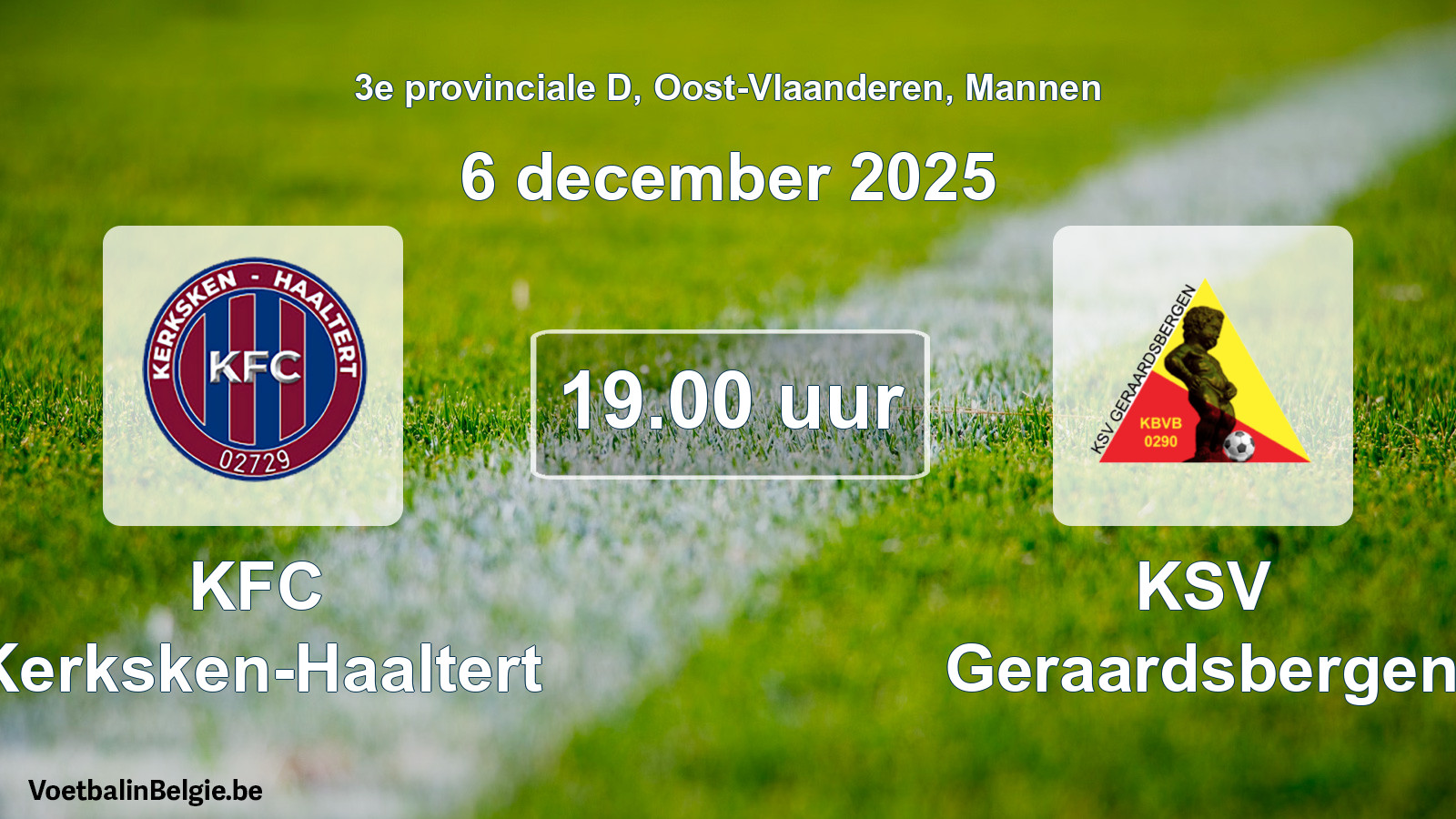 Geplande wedstrijd mannenvoetbal: KFC Kerksken-Haaltert - KSV Geraardsbergen (6 december 2025)