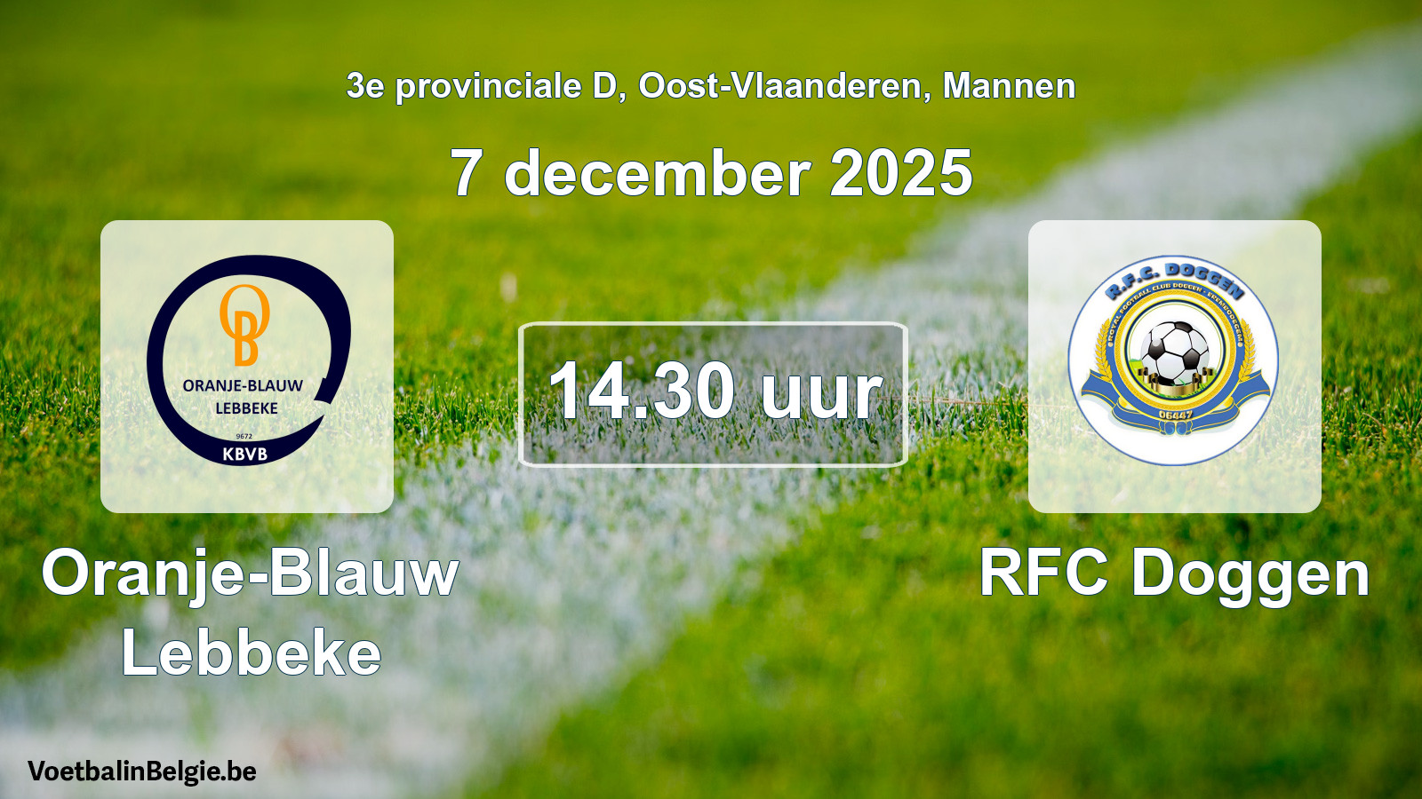 Scheduled match men football: Oranje-Blauw Lebbeke - RFC Doggen (7 December 2025)