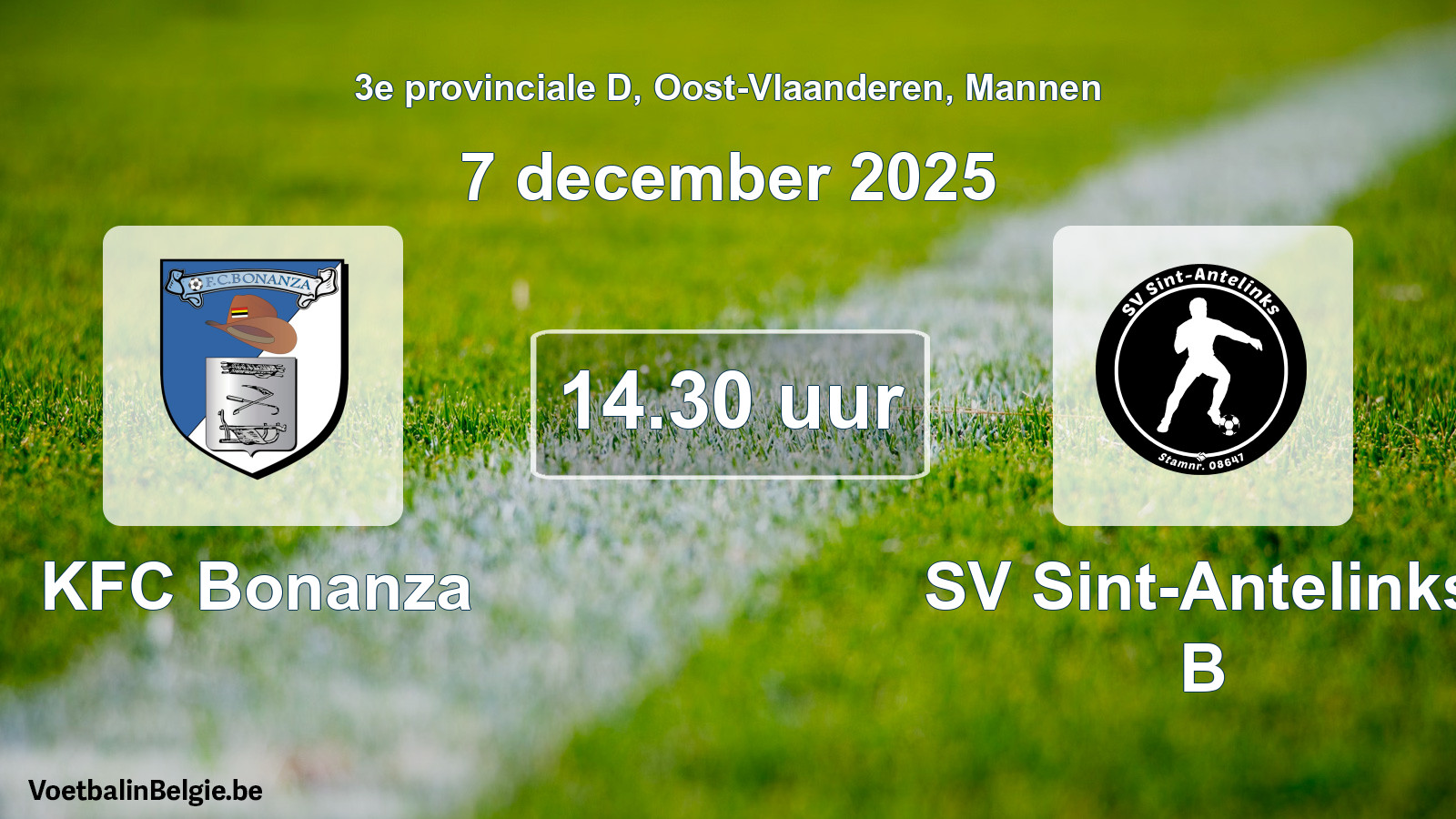 Scheduled match men football: KFC Bonanza - SV Sint-Antelinks B (7 December 2025)