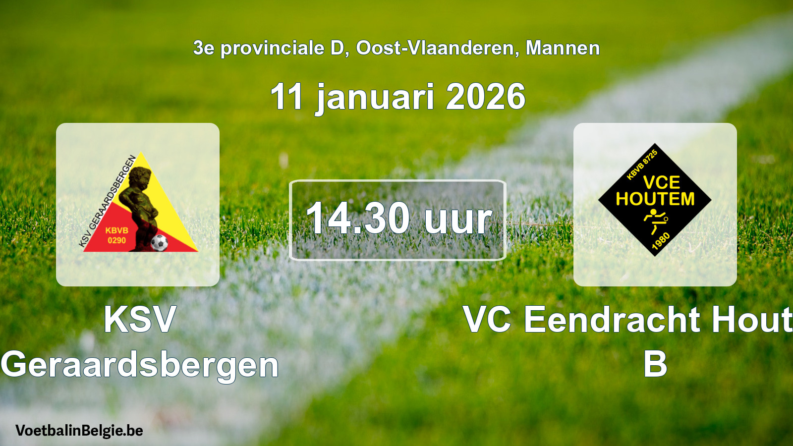 Scheduled match men football: KSV Geraardsbergen - VC Eendracht Houtem B (11 January 2026)