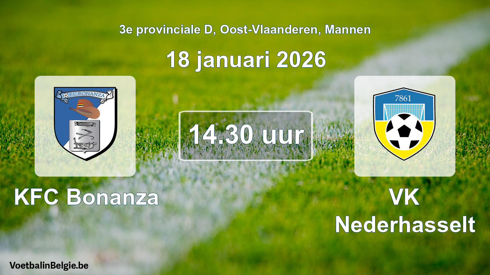 Scheduled match men football: KFC Bonanza - VK Nederhasselt (18 January 2026)