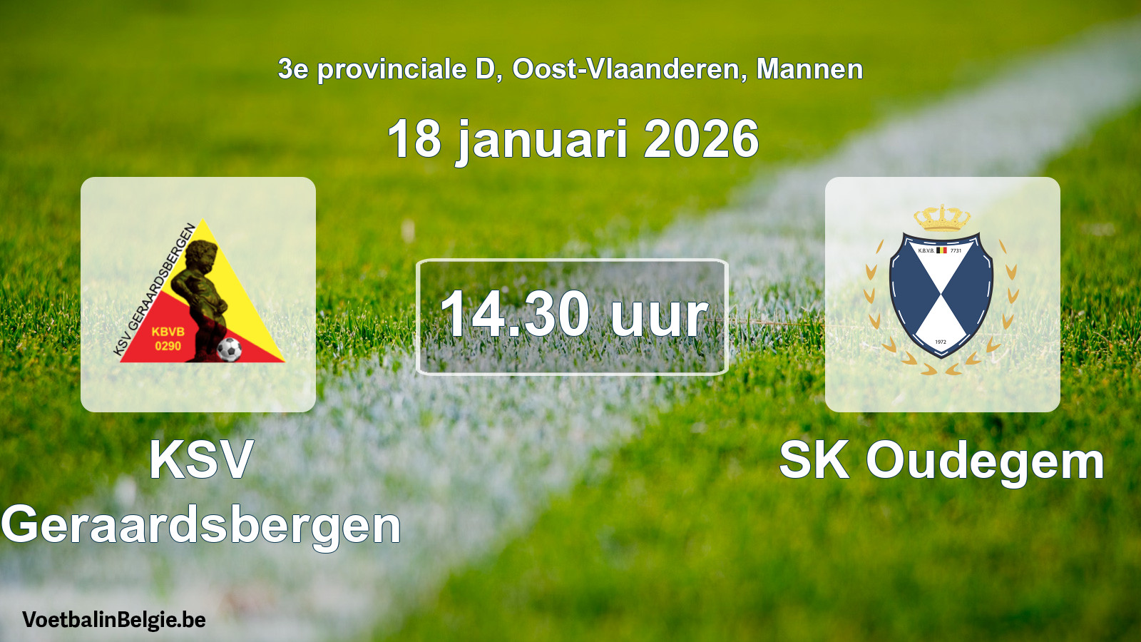 Scheduled match men football: KSV Geraardsbergen - SK Oudegem (18 January 2026)