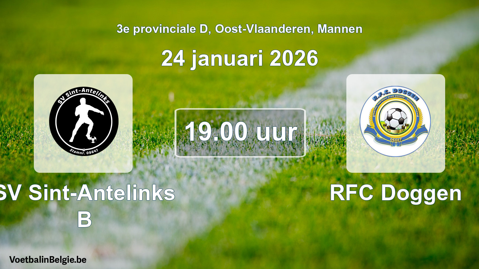 Scheduled match men football: SV Sint-Antelinks B - RFC Doggen (24 January 2026)