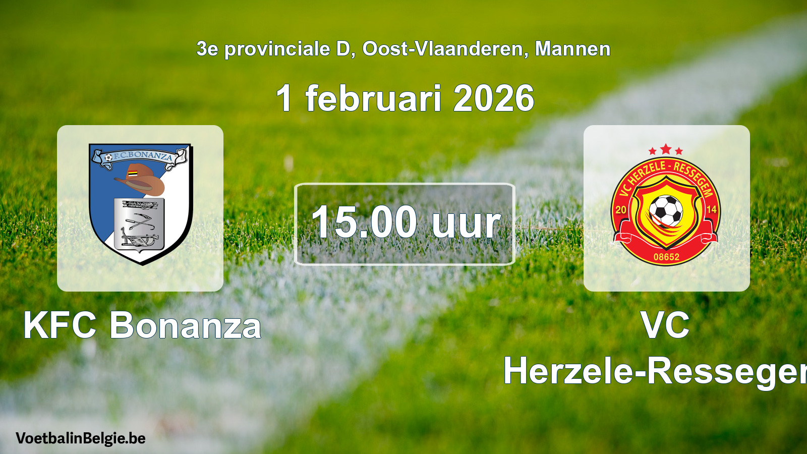 Geplande wedstrijd mannenvoetbal: KFC Bonanza - VC Herzele-Ressegem (1 februari 2026)