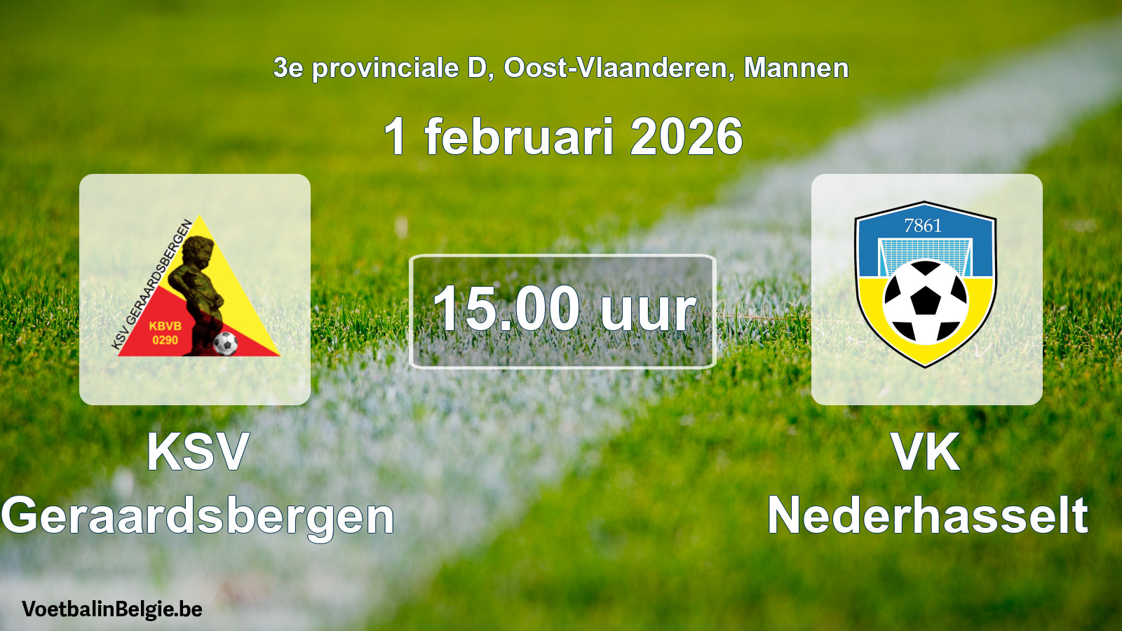 Scheduled match men football: KSV Geraardsbergen - VK Nederhasselt (1 February 2026)
