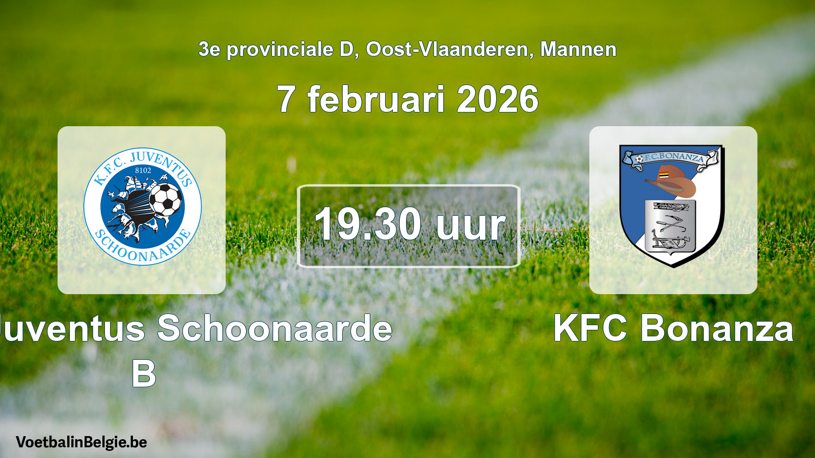 Scheduled match men football: KFC Juventus Schoonaarde B - KFC Bonanza (7 February 2026)