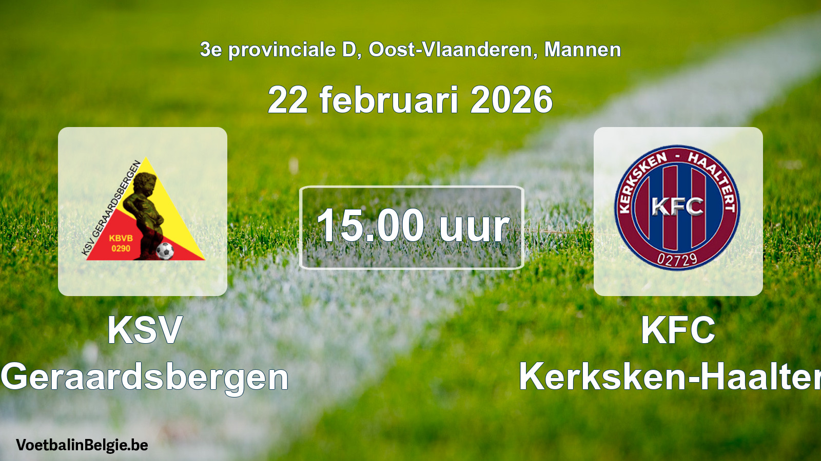Geplande wedstrijd mannenvoetbal: KSV Geraardsbergen - KFC Kerksken-Haaltert (22 februari 2026)