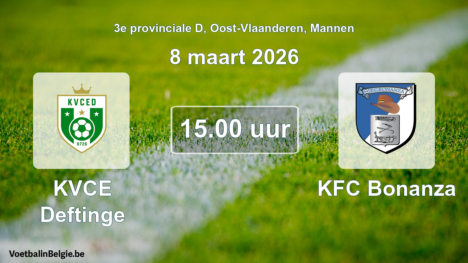 Scheduled match men football: KVCE Deftinge - KFC Bonanza (8 March 2026)