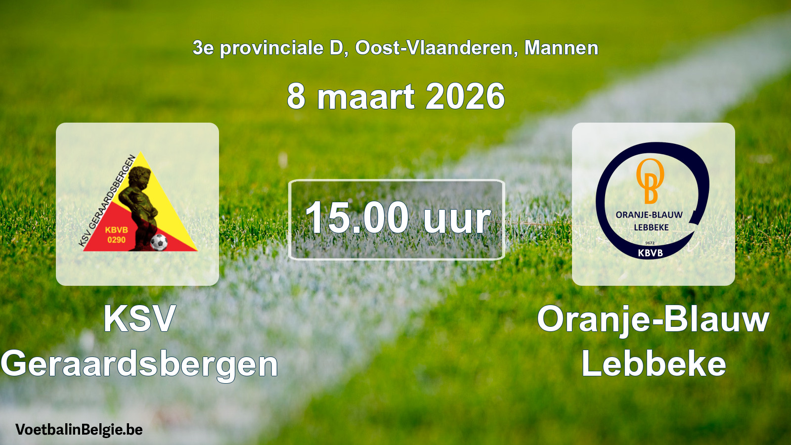 Geplantes Spiel männer-Fußball: KSV Geraardsbergen - Oranje-Blauw Lebbeke (8 März 2026)