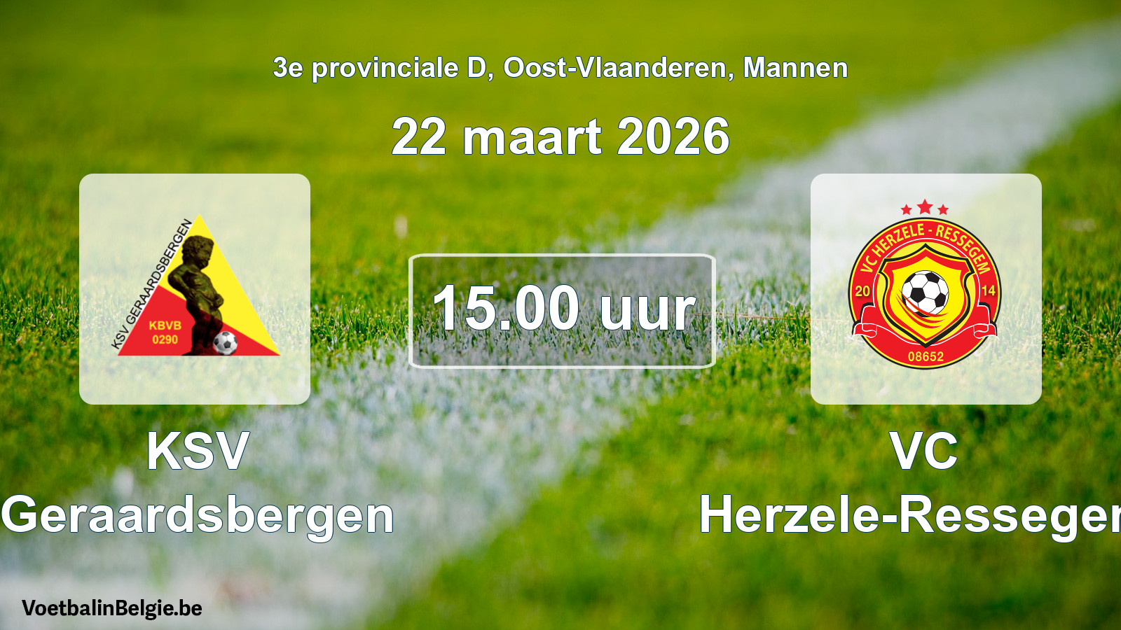 Geplande wedstrijd mannenvoetbal: KSV Geraardsbergen - VC Herzele-Ressegem (22 maart 2026)