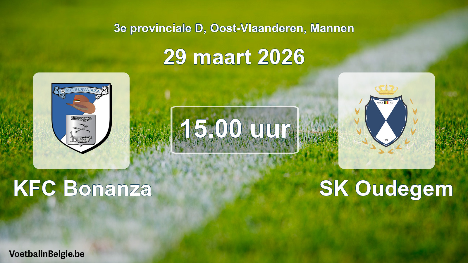 Geplande wedstrijd mannenvoetbal: KFC Bonanza - SK Oudegem (29 maart 2026)