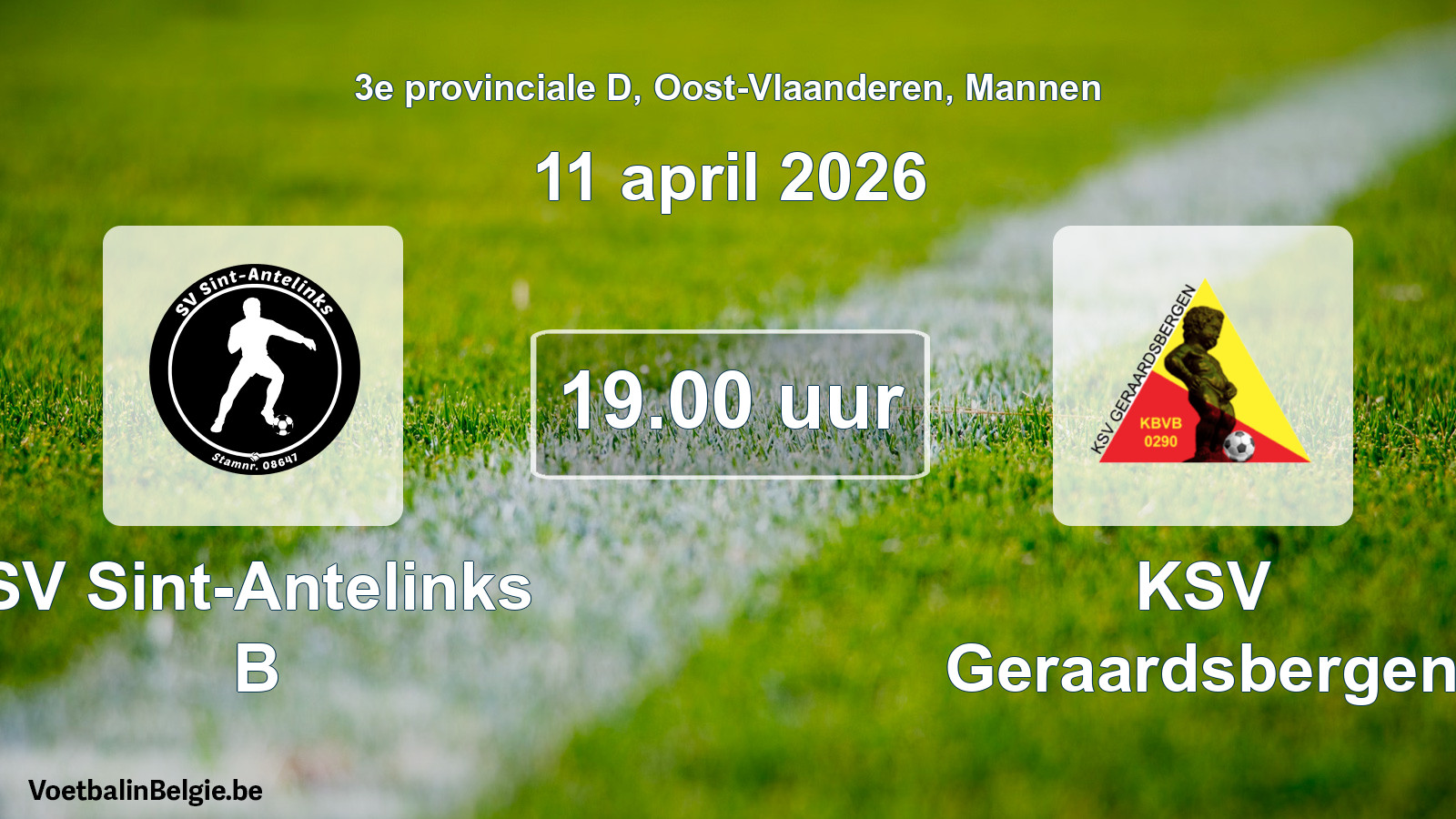 Scheduled match men football: SV Sint-Antelinks B - KSV Geraardsbergen (11 April 2026)