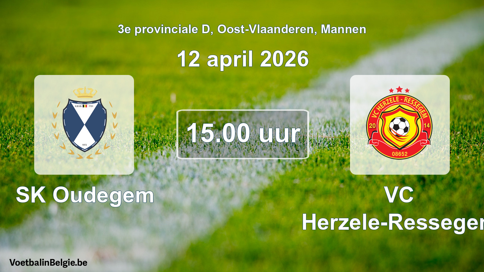 Geplande wedstrijd mannenvoetbal: SK Oudegem - VC Herzele-Ressegem (12 april 2026)