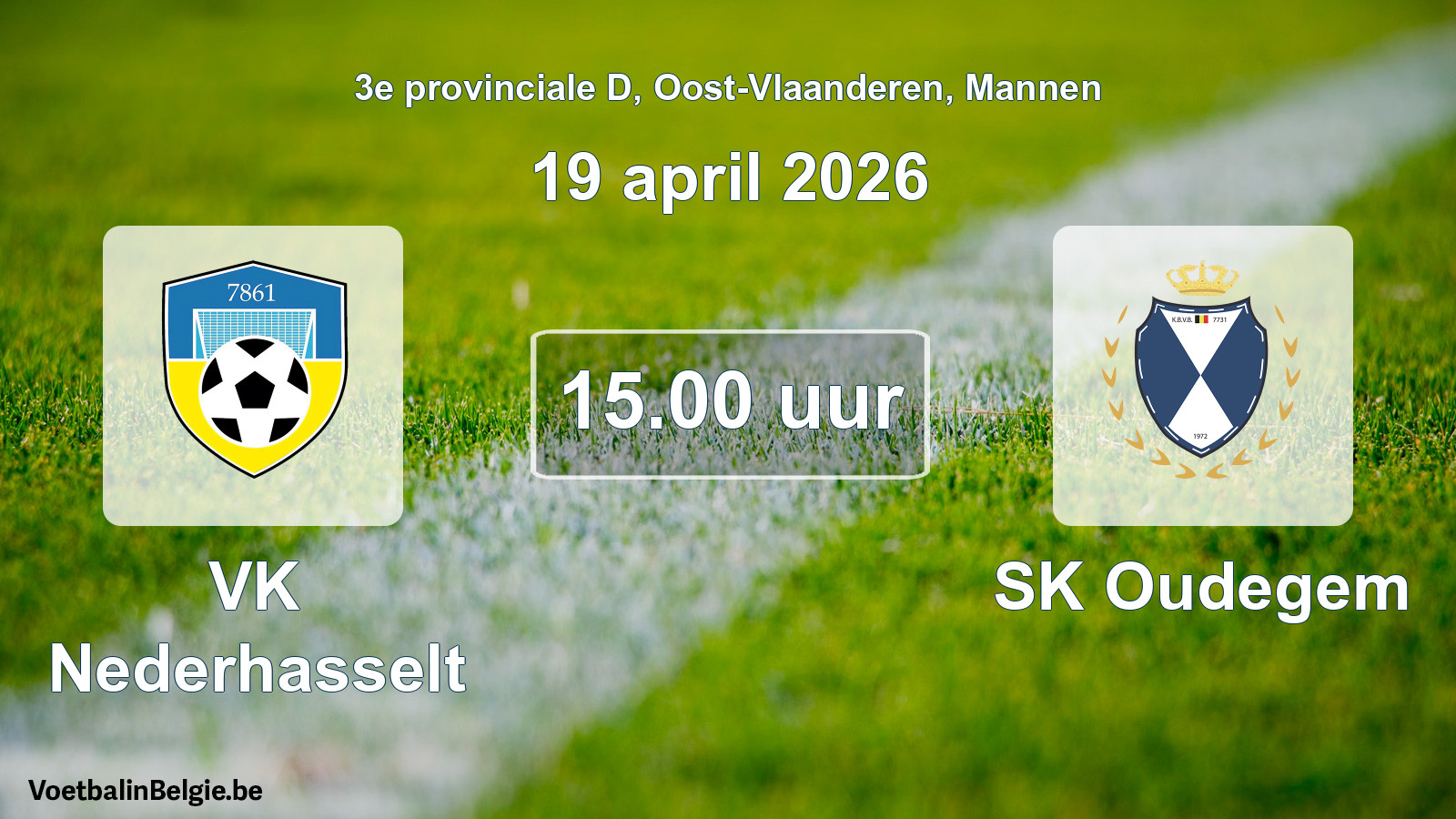 Scheduled match men football: VK Nederhasselt - SK Oudegem (19 April 2026)