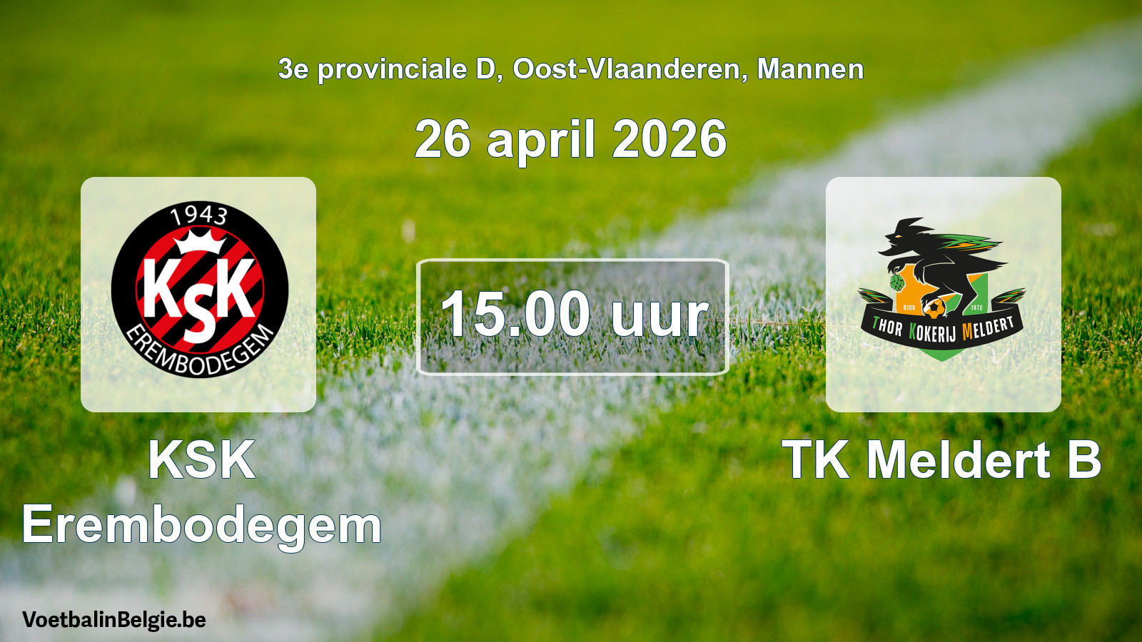 Scheduled match men football: KSK Erembodegem - TK Meldert B (26 April 2026)