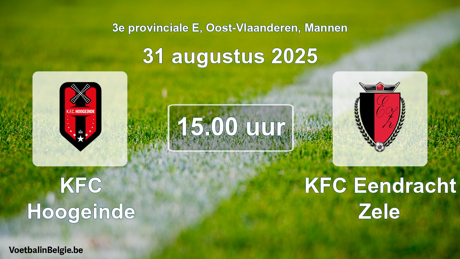 Scheduled match men football: KFC Hoogeinde - KFC Eendracht Zele (31 August 2025)