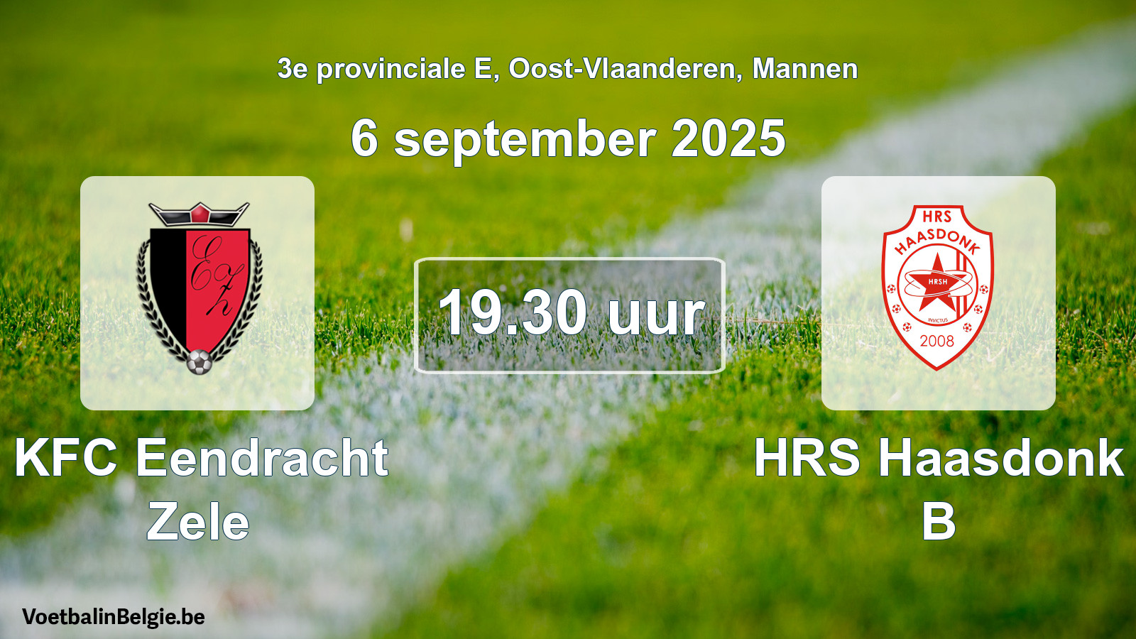 Scheduled match men football: KFC Eendracht Zele - HRS Haasdonk B (6 September 2025)