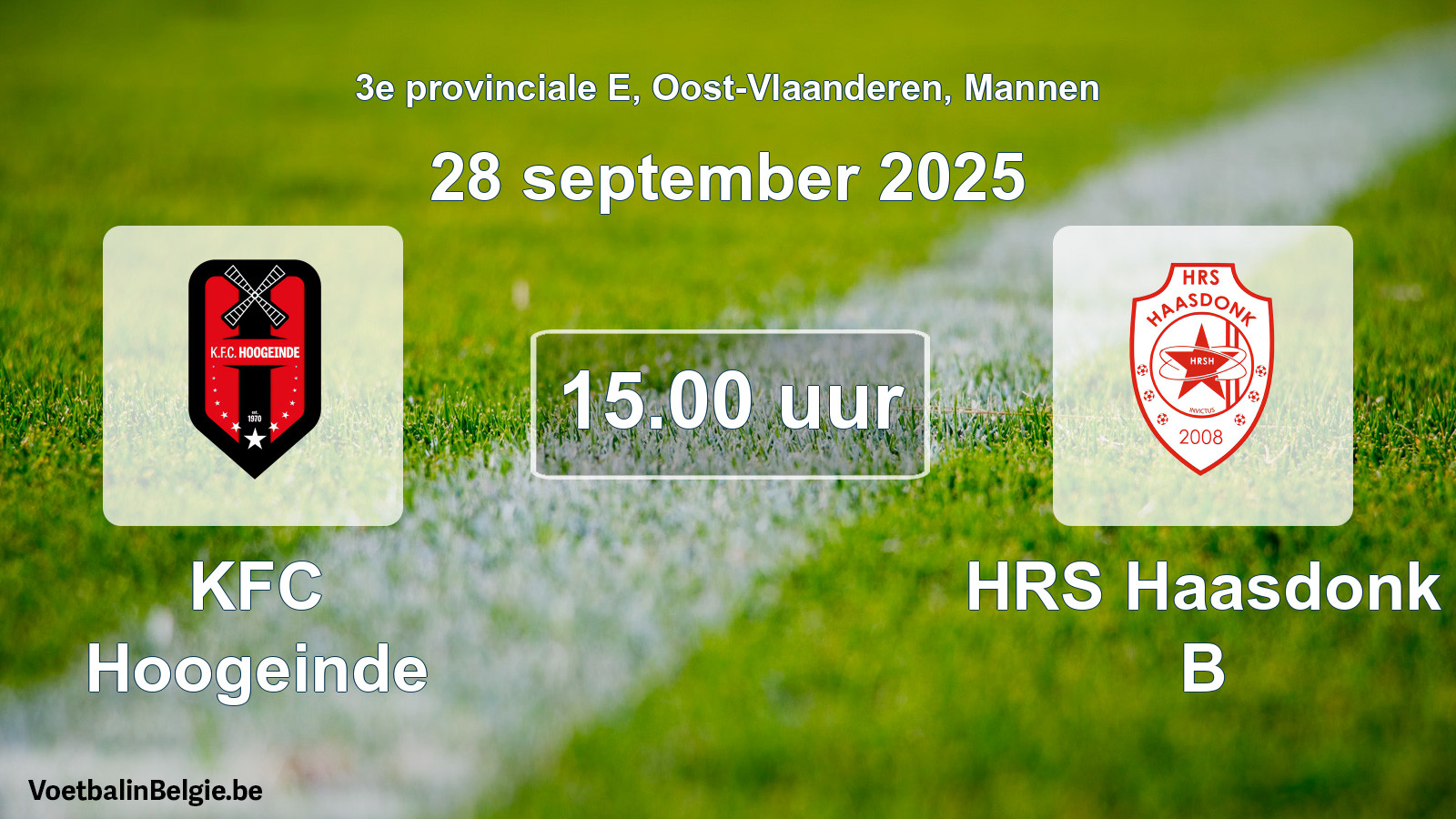 Scheduled match men football: KFC Hoogeinde - HRS Haasdonk B (28 September 2025)