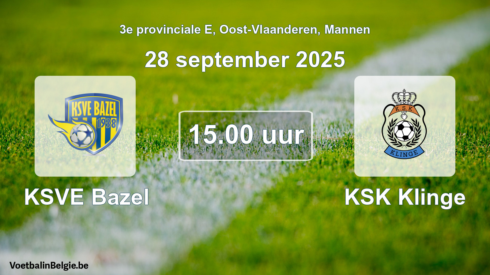 Scheduled match men football: KSVE Bazel - KSK Klinge (28 September 2025)